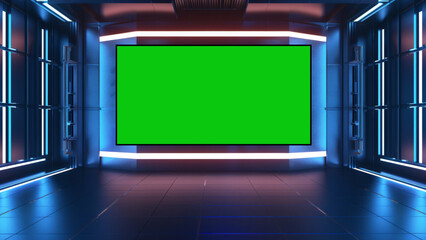 Naklejka premium Chroma tv screen studio virtual background
