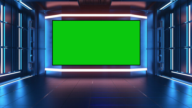 Naklejki Chroma tv screen studio virtual background