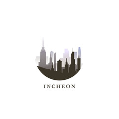 Incheon cityscape, gradient vector badge, flat skyline logo, icon. South Korea city round emblem idea with landmarks and building silhouettes. Isolated graphic