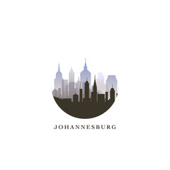 Johannesburg cityscape, gradient vector badge, flat skyline logo, icon. South Africa province city round emblem idea with landmarks and building silhouettes. Isolated graphic