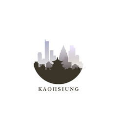 Obraz premium Kaohsiung cityscape, gradient vector badge, flat skyline logo, icon. Taiwan city round emblem idea with landmarks and building silhouettes. Isolated graphic