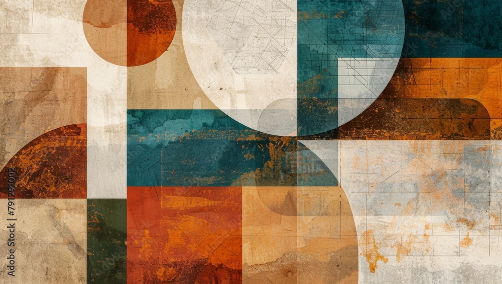 Poster abstract background with geometric shapes in retro colors