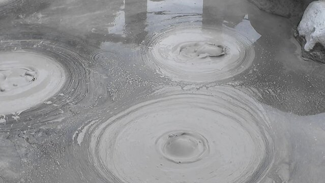 Hot Spring Bubbling Mud Clay in Beppu Oniishibozu Jigoku