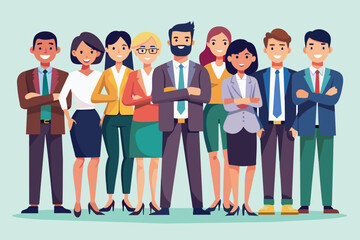 Business team. Men and women, colleagues stand together. Portrait of company employees