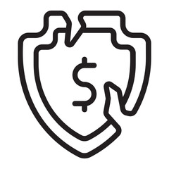 broken shield line icon