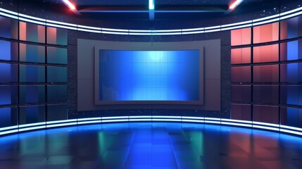 A stunning 3D virtual studio with the perfect background for TV shows and news slides - obrazy, fototapety, plakaty