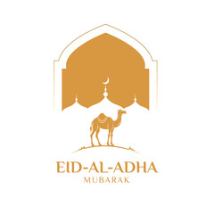 Eid al adha mubarak islamic festival camel greeting