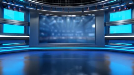 A stunning 3D virtual studio with the perfect background for TV shows and news slides