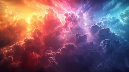 colorful clouds, rainbow, close-up, sun rays, background