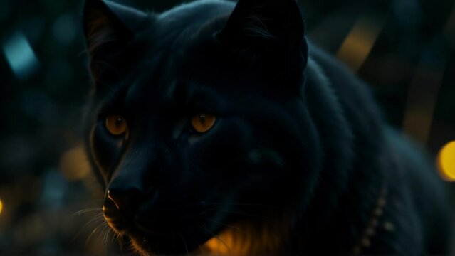 portrait of a black panther loop video