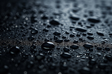 The image is a close up of a wet surface with many small drops of water
