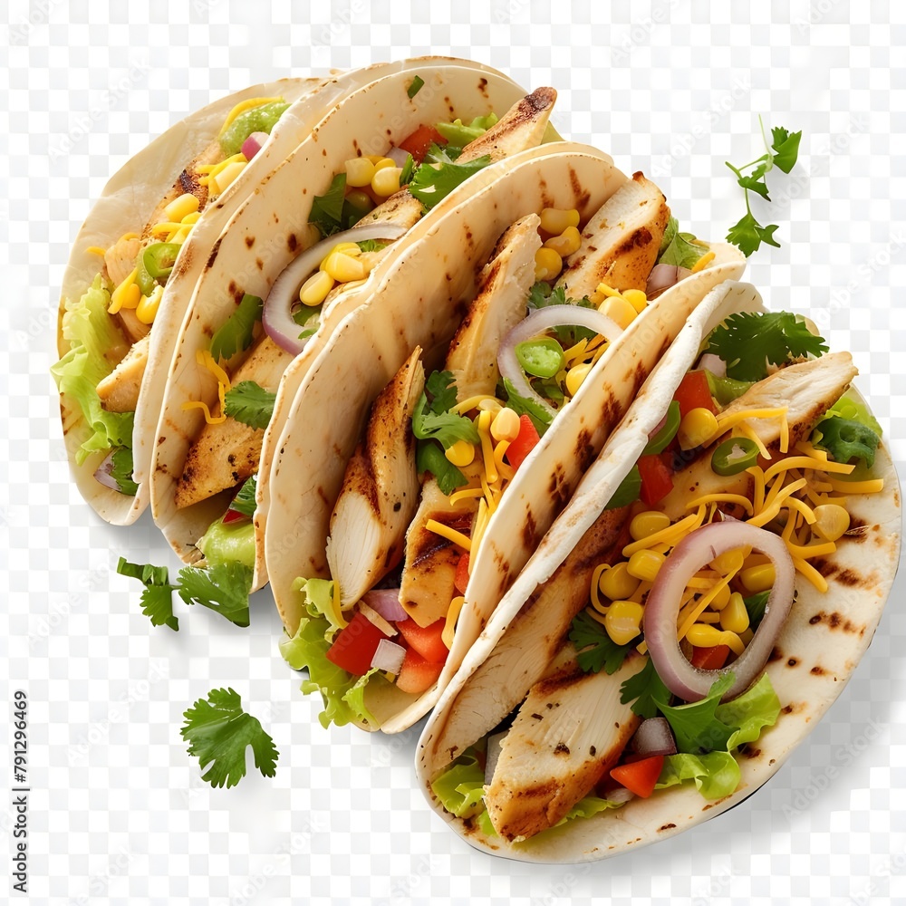 Canvas Prints Delicious grilled chicken tacos isolated on transparent background, Ai generated  - Canvas Prints