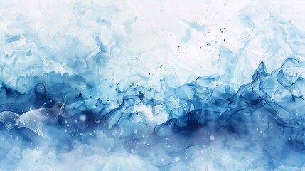 Obraz premium Blue and white abstract painting with a smoky, fluid texture and a sense of movement.