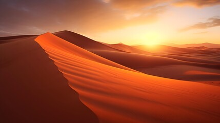 Fototapeta na wymiar Sand dunes in the Sahara desert at sunset. 3d render