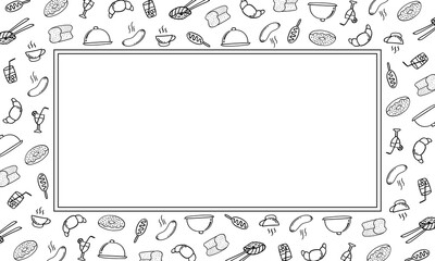 rectangle frame of food and beverage in hand drawn style