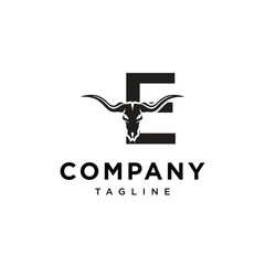 Letter E Longhorn logo icon vector template