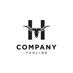 Letter H Longhorn logo icon vector template