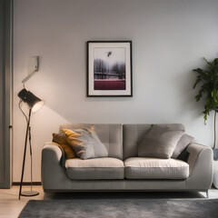 modern living room with sofa and a lamp