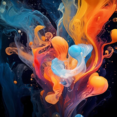 Abstract swirls of paint in water. 