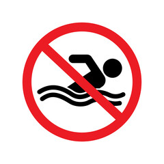 Don't swim sign, Forbidden swimming icon, Vector illustration