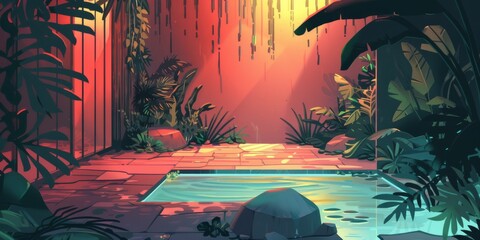 Cartoon Lofi Background Illustration for Music Production and Relaxation