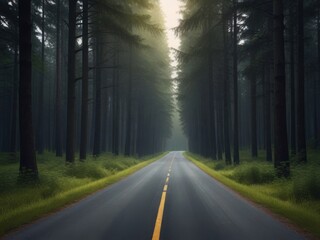 Fototapeta premium Sylvan Solitude: The Serene Pathway Through Wilderness, Immersed in American Floral Tranquility and Untamed Beauty