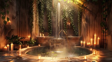 Create an enchanting and atmospheric photograph of a massage room within a luxury beauty salon. 