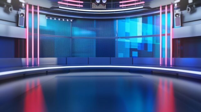 A stunning 3D virtual studio with the perfect background for TV shows and news slides