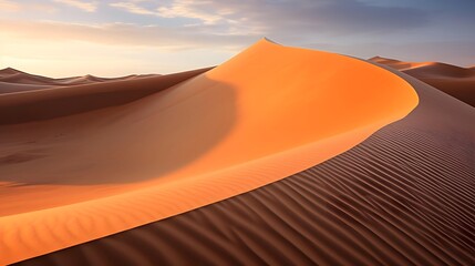 Fototapeta na wymiar Beautiful panoramic view of the orange sand dunes in the Sahara desert, Morocco