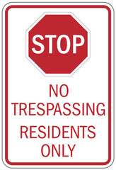 Resident only sign no trespassing - obrazy, fototapety, plakaty