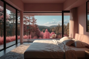 Blushing Boudoir: The Pink-Tinted Bedroom, Infusing American Floral Décor with Soft Serenity and Romantic Ambiance