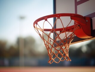 Basketball net with net hanging from it