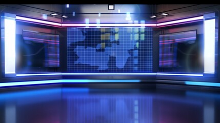 Obraz premium A stunning 3D virtual studio with the perfect background for TV shows and news slides