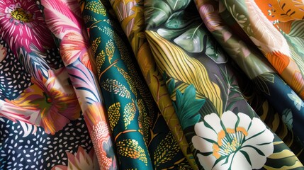 Digital Printing of Textile Patterns with Abstract Designs in Floral Geometric and Ikat Styles