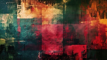 Abstract multicolored grunge background with a variety of color patterns and vintage elements