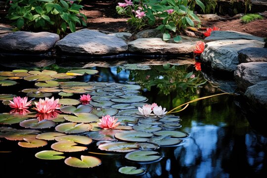 Reflections: Capture the garden decor reflecting in a nearby pond or water feature.