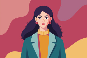 Ilustracion vectorial de una mujer de negocios con saco y sueter