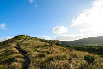 標高854mの八丈島最高峰、八丈富士の登山トレッキング。
八丈富士の山頂は大きなカルデラになっている。
カルデラの縁をぐるりと一周する「お鉢めぐり」をすることができる。
太平洋とカルデラ内部の景色は雄大。
険しい崖の上を歩くので要注意。強風時は立ち入り禁止。

航路の終点、太平洋の大きな孤島、八丈島。
東京都伊豆諸島。
2020年撮影。


Trekking up the 854-meter-hi