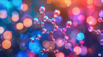 A chemical formula surrounded by vibrant colors representing the various compounds and nutrients that can act as epigenetic modifiers. . - obrazy, fototapety, plakaty
