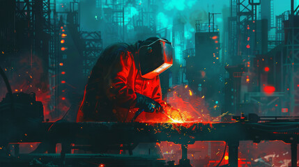 welder working on background
