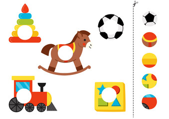 Cut and glue parts of cute cartoon children toys.