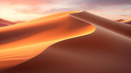 Panorama of sand dunes at sunrise. 3d render illustration