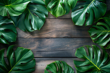 A wood panel with a green leafy plant on it