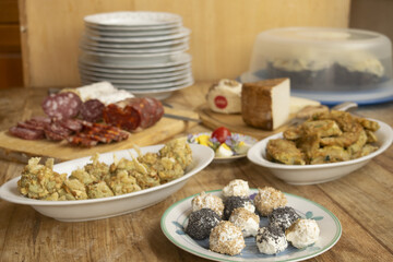 assortment of appetizers and finger food