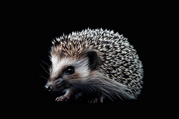 Obraz premium Cute hedgehog on black background
