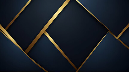 Luxurious Dark Blue Abstract Background Template with Opulent Triangle Pattern and Golden Illumination Lines Abstract, Generative.AI
