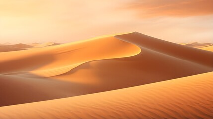 Fototapeta na wymiar Desert sand dunes panorama at sunset in Dubai, United Arab Emirates
