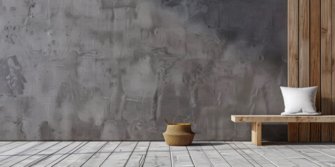 Fototapeta na wymiar Elegant textured wall and floor with minimal elements.