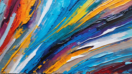 Closeup of abstract rough colourful colours painting texture, with oil brushstroke, pallet knife...
