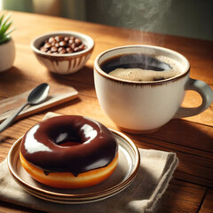 チョコレートドーナツとコーヒー[GenerativeAI]